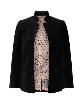 Zadig & Voltaire Black Open-Front Jacket with Printed Lining
